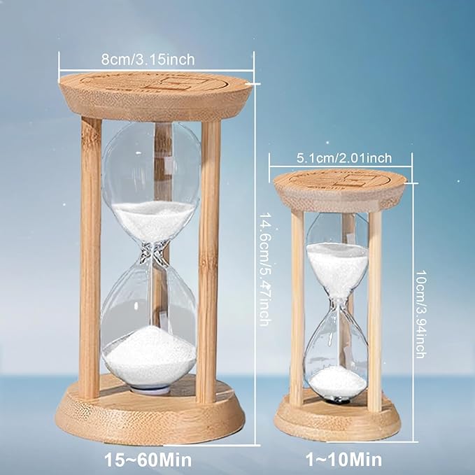 Mini Sand Timer 2 Minute, Hourglass 2 Min,Wood Sandglass,Bamboo Sand Clock- Decorative Timer for Classroom,Baking,Game,Desk Decor & Gift,White