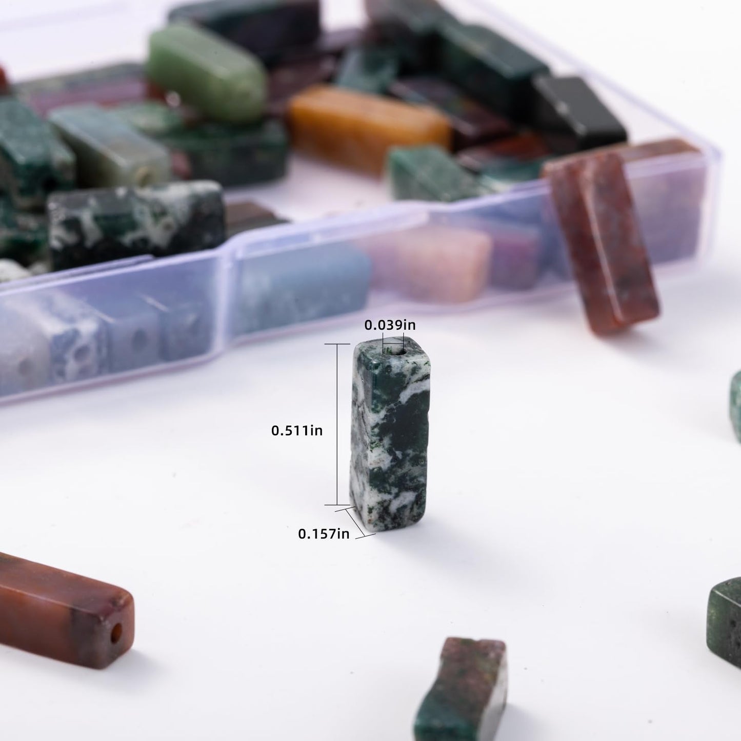 Natural Indian Agate Rectangle Tube Beads 4x13mm 38cm/str Loose Semi Gemstone Stone Beads for Making Bracelets Necklace Earrings