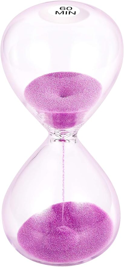 SuLiao Hourglass 60 Minute Sand Timer: 5.1 Inch Purple Sand Clock 60 Min, Unique 1 Hour Glass Sandglass for Kids, Games, Classroom, Home, Desk, Office Decorative