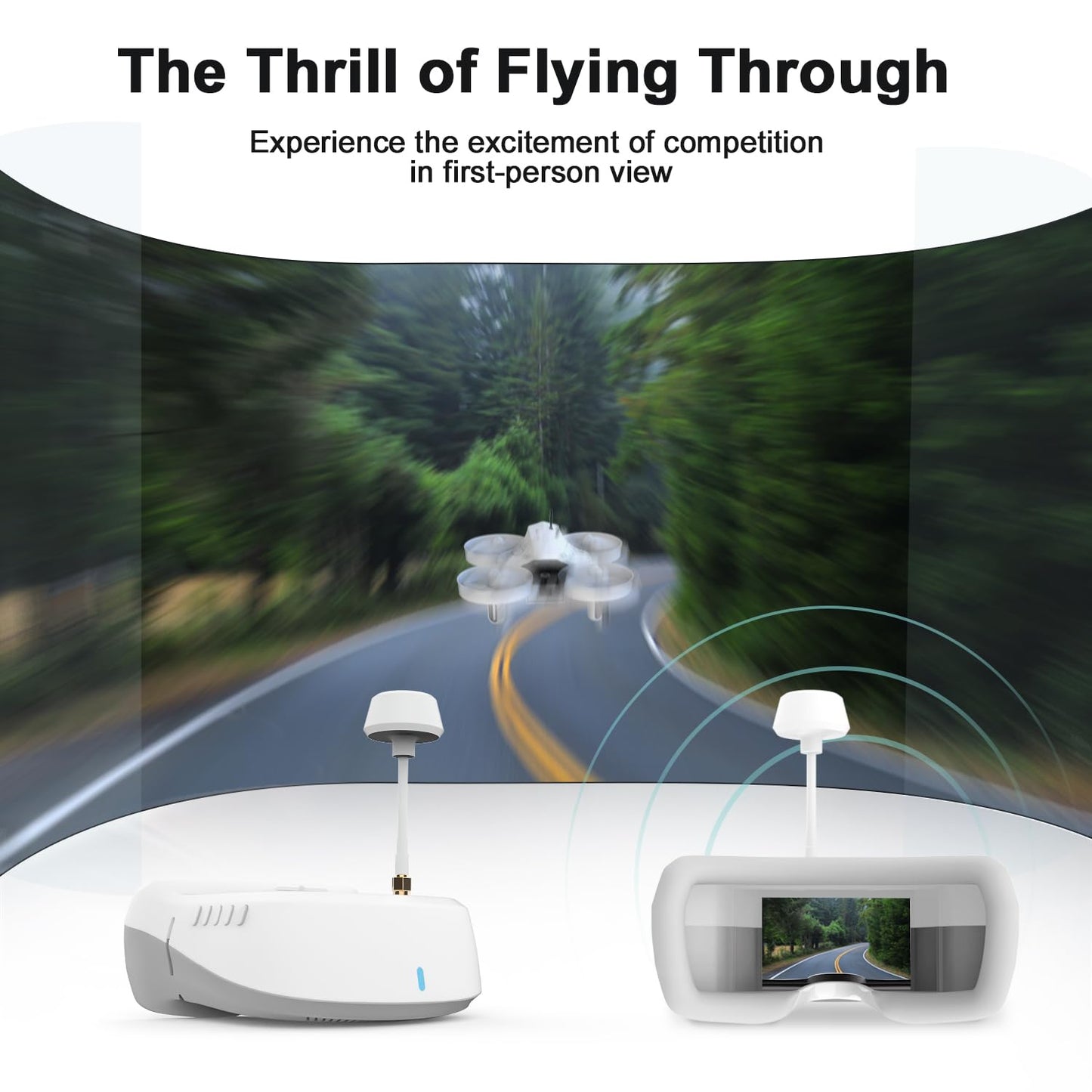 APEX FPV Drone Kit,FPV Goggles,First-person view drone,FPV Racing Drone for Beginners,Low-Latency 5.8G Transmission, Drop-Resistant,VR70-2.0