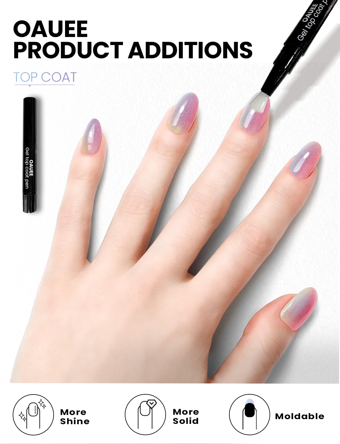 Oauee Semi Cured Gel Nail Strips | Built-In Gel Top Coat | UV Light Required | Salon Quality, Easy Application And Removal (Color Burs）