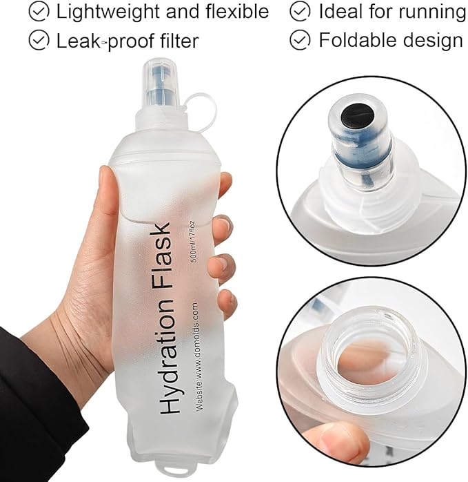 WILDREEDS 250ml Soft Flask, TPU Collapsible Soft Water Bottle for Hydration Pack, Running Vest, Folding Water Bottle for Hiking Cycling Climbing-1Pcs, White