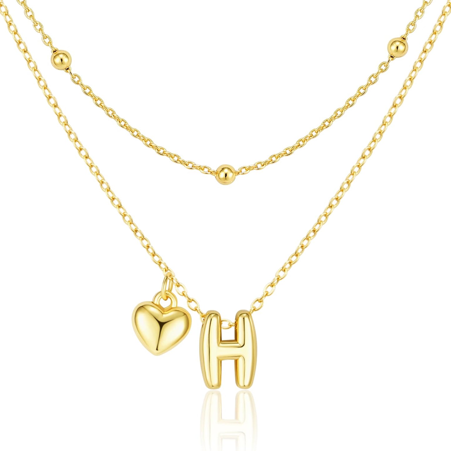 adoyi Gold Heart Initial Necklaces for Women Hers Dainty 14K Gold Plated Heart Layered Letter H Pendant Necklace Stack Trendy Jewelry Birthday Valentines Gifts for Women Jewelry