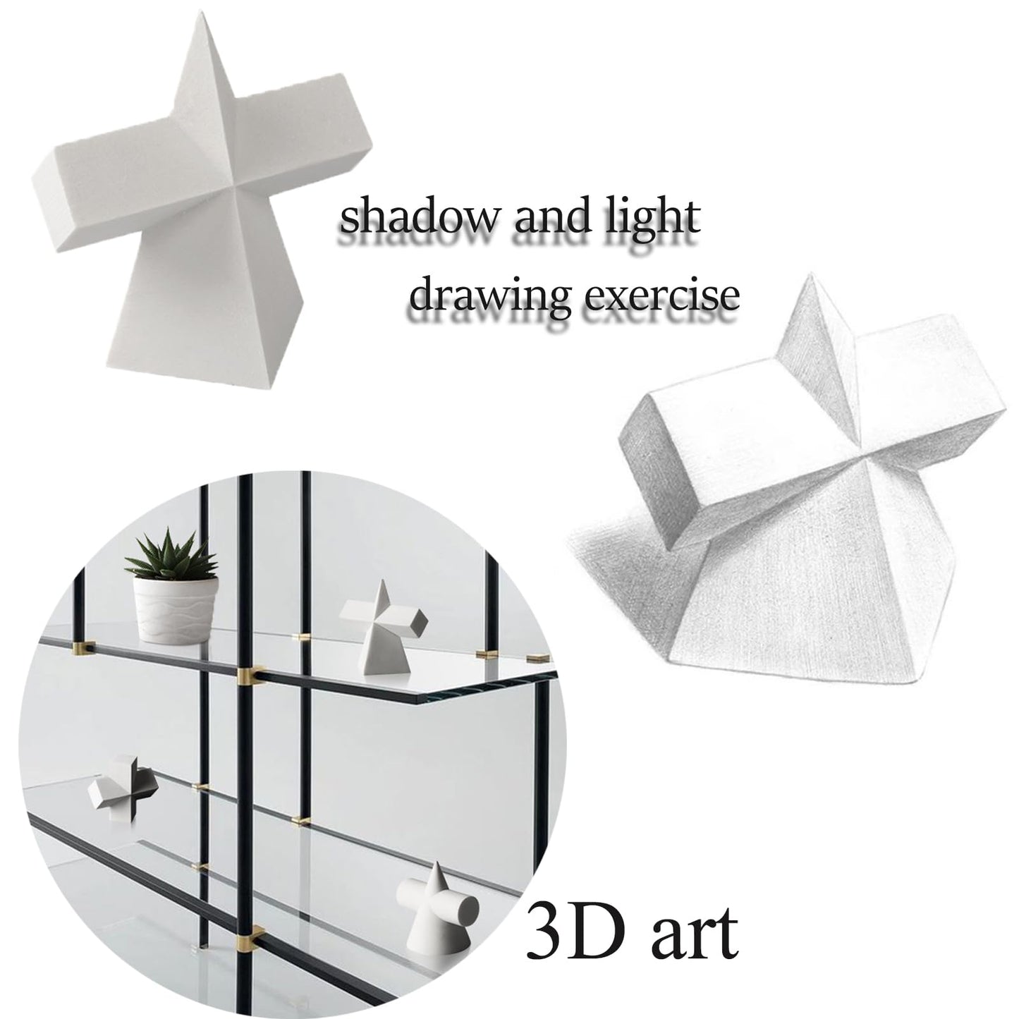 Gypsum Geometry Sketch Drawing Model Geometry Mold Sketch Geometric Solid Modeling Ball Block Shape Resin Aid Practicing