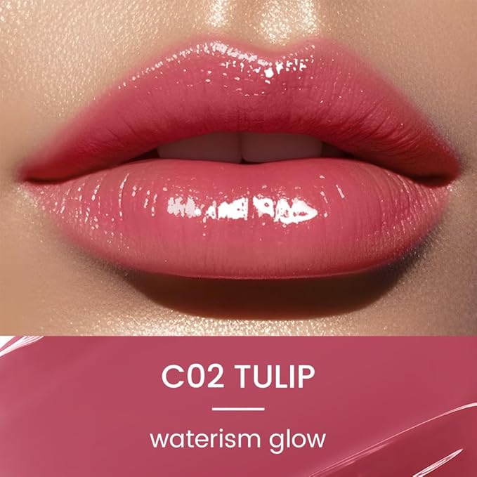 CATKIN Glossy Lip Balm Ultra Hydating Glow Lip Tinted Jelly Plump Melting Balm Shea Butter Repair Soothing For Dry Lips Dewy Finished 0.12 oz C02 TULIP