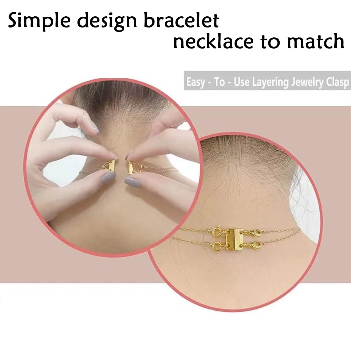 Layering Magnetic Necklace Clasps, Multiple Necklace Clasp,Necklace Clasps for Layered Look，Stainless Steel Chain Link Clasps for Necklaces and Bracelets, Silver, Gold (2silver 3silver B)