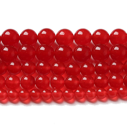90pcs 4mm Natural Red Jade Chalcedony Beads Round Loose Gemstone Crystal Energy Healing Power Stone Beads for Jewelry Making DIY Bracelet (4mm, Red Jade)