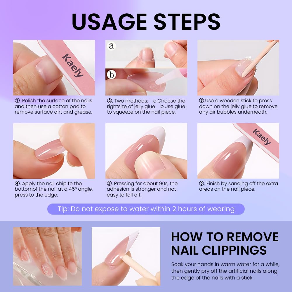 evpct Nude Pink Glitter Press on Nails Short Almond No Glue, Glitter Gold Line French Tip Stick on Nail for Women Gift, Reusable Full Cover Soft Press on Acrylic Fake Nail with 3D White Flower Design