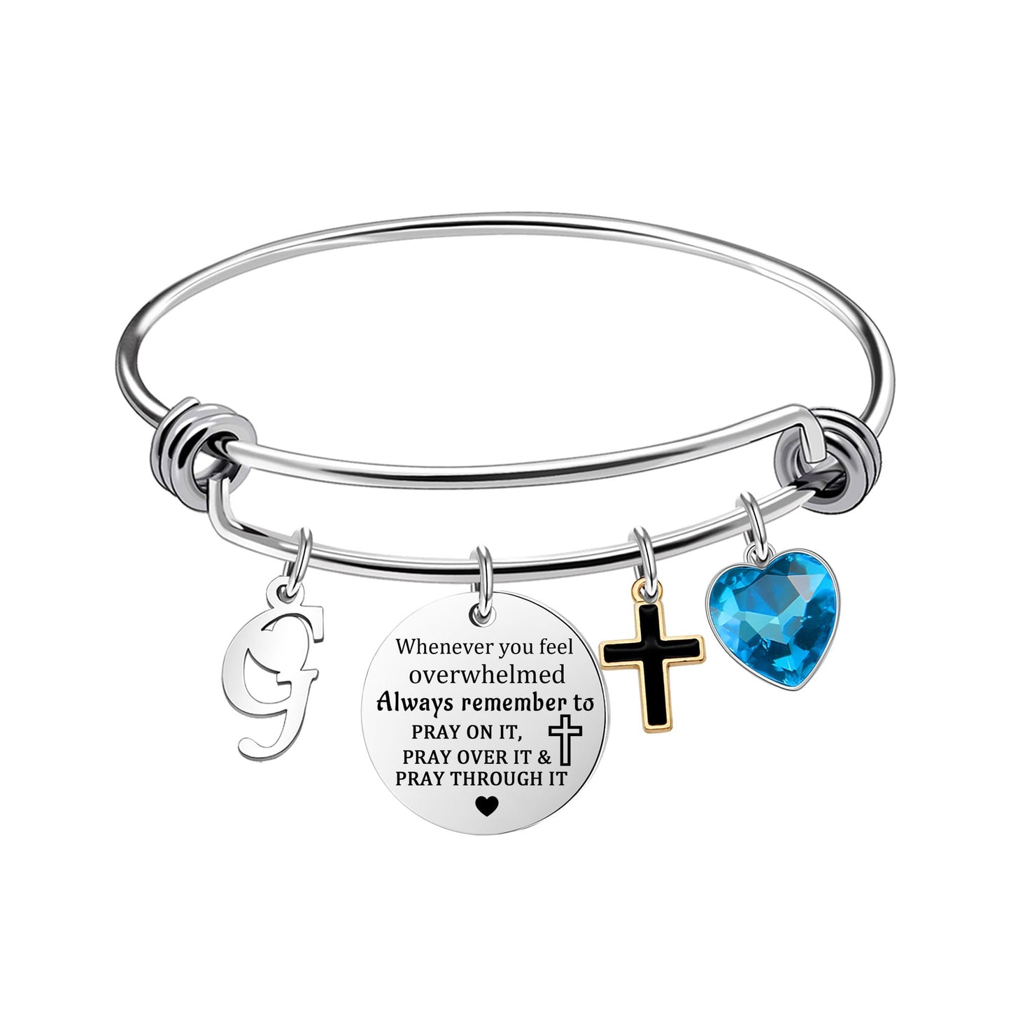 bifriend Inspirational Bracelet for Women, Initial Letter Charm bracelet for Female Cross Motivational Gifts for Her Daughter Sister Friends Back to School Birthday Christmas Presents (G)
