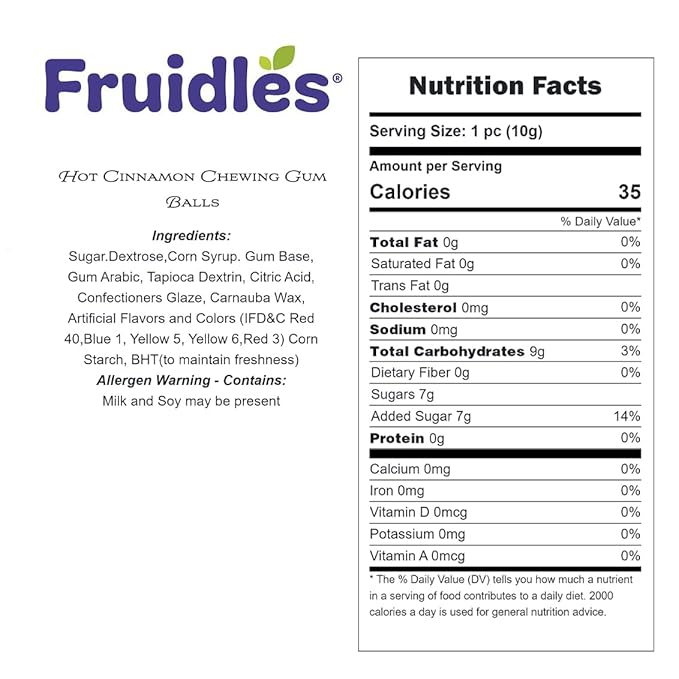 Fruidles Hot Cinnamon Chewing Gum Balls Flavored Candy Buffet Treats, Machine Size Refills, Kosher Certified Parve, 1" Inch (Half-Pound)