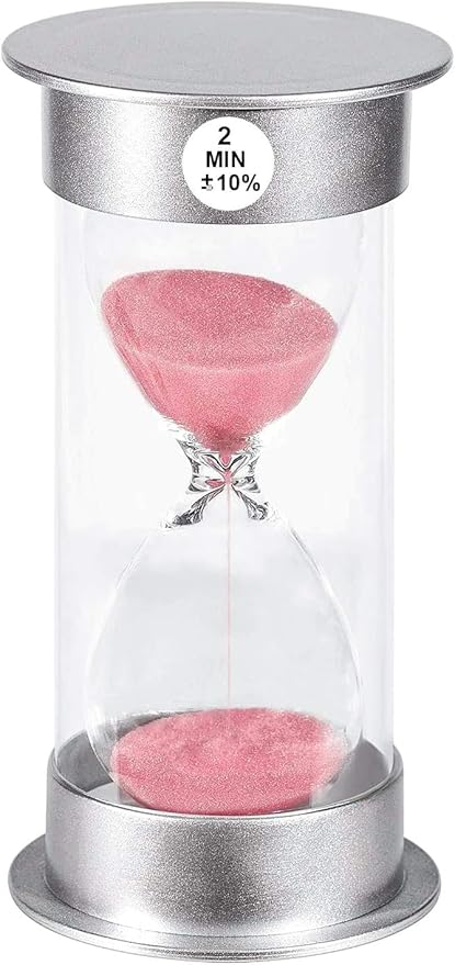 SuLiao 2 Minute Hourglass Timer Sand Clock： Unbreakable Pink Sand Watch 2 Min, Colorful Plastic Hour Glass Sandglass for Kids, Games, Decor, Classroom, Kitchen, Toothbrush Timer