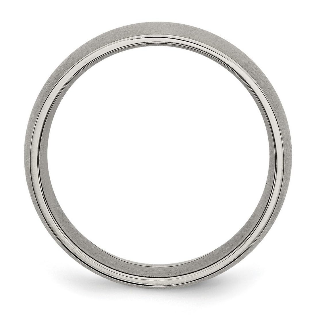 JewelryWeb Titanium Half Round 7mm Brushed Band Ring Size 12 Ring for Women and Men