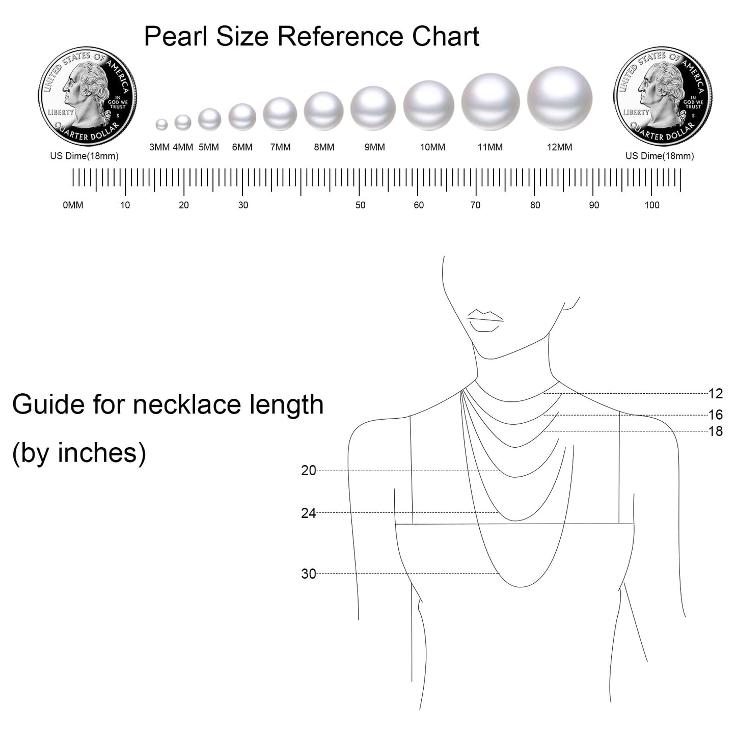 11.5 mm Pearl Necklace 925 Sterling Silver Jewelry 5A Cubic Zirconia Horseshoe Pendant Necklace Best Gifts for Mom Women Girlfriend Grandma Her Wedding Birthday Anniversary Engagement Valentine's Day