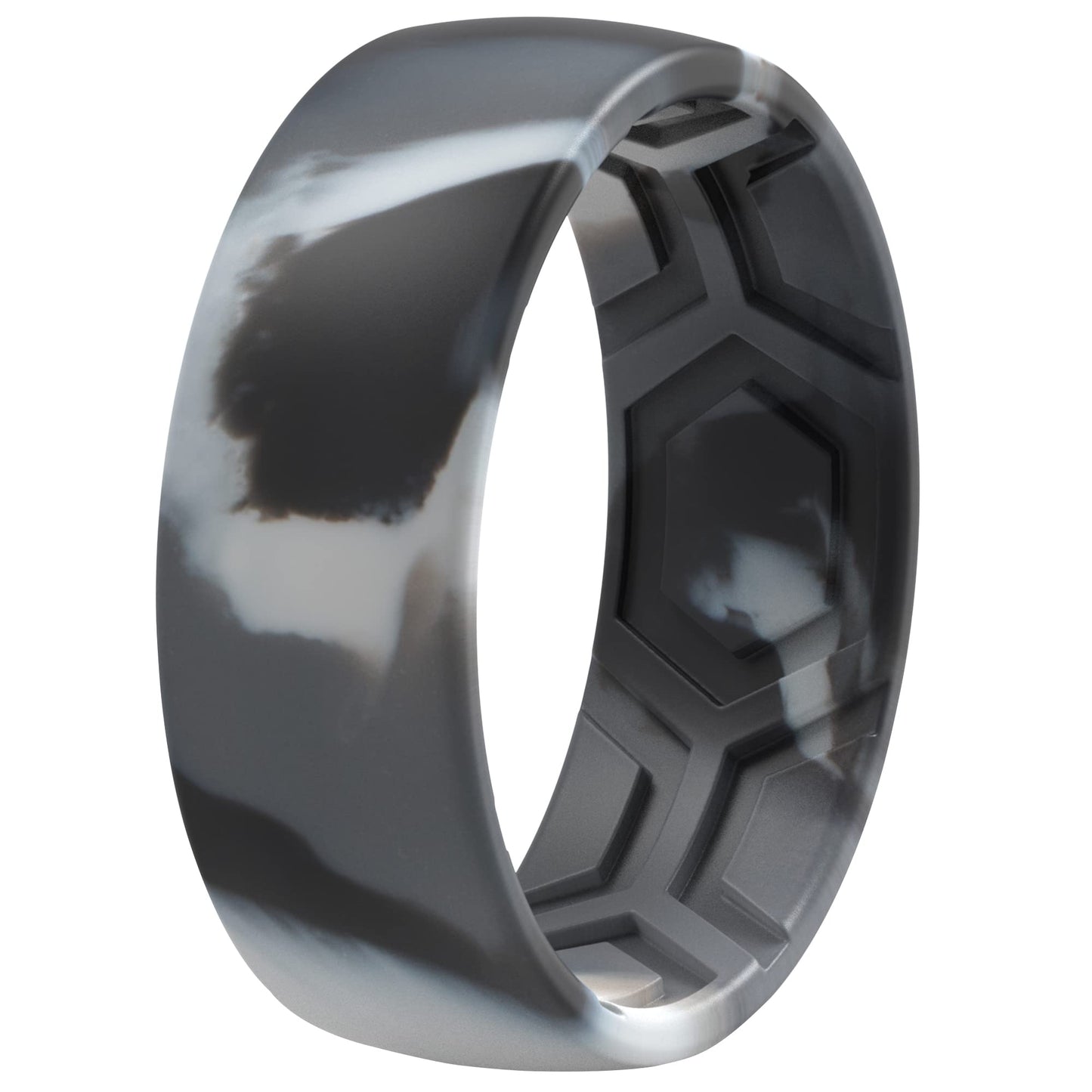 ThunderFit Men's Patterned Silicone Rings, 8mm Wide 2.2mm Thick Rubber Bands,Variety Multipack 1,4,7