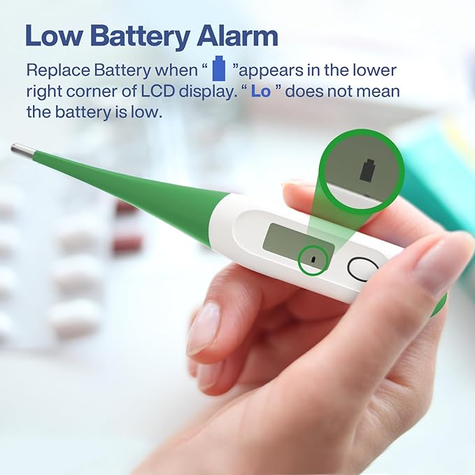 Boncare 10 Seconds Oral Thermometer for Adults and Kids - Accurate & Safe Rectal Thermometer for Baby with Fever Alarm, Digital Thermometer (Dark Green)