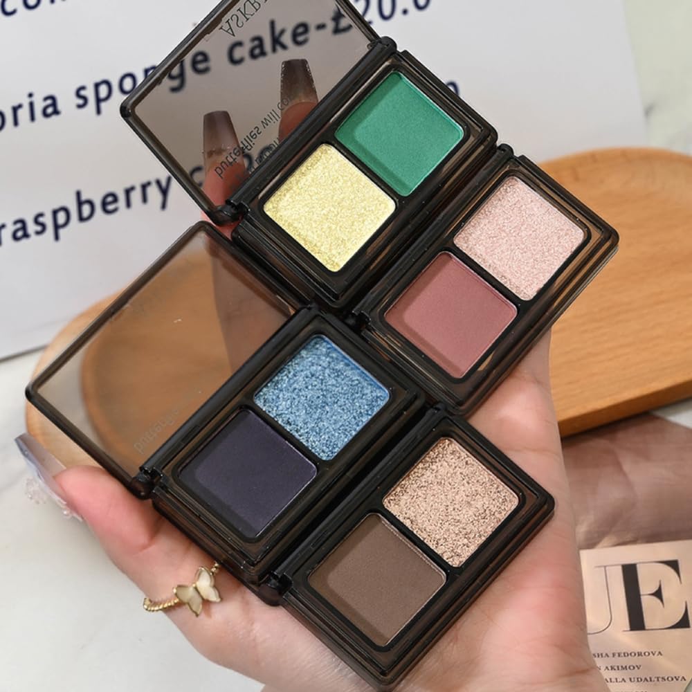 AMY'S DIARY 2 ColorLime Gold Shimmer+Emerald Green Matte Eyeshadow Palette – Shimmer matte Shades eye shadow for Eye Makeup, Long-Lasting & Highly Pigmented, Vegan & Cruelty-Free for woman