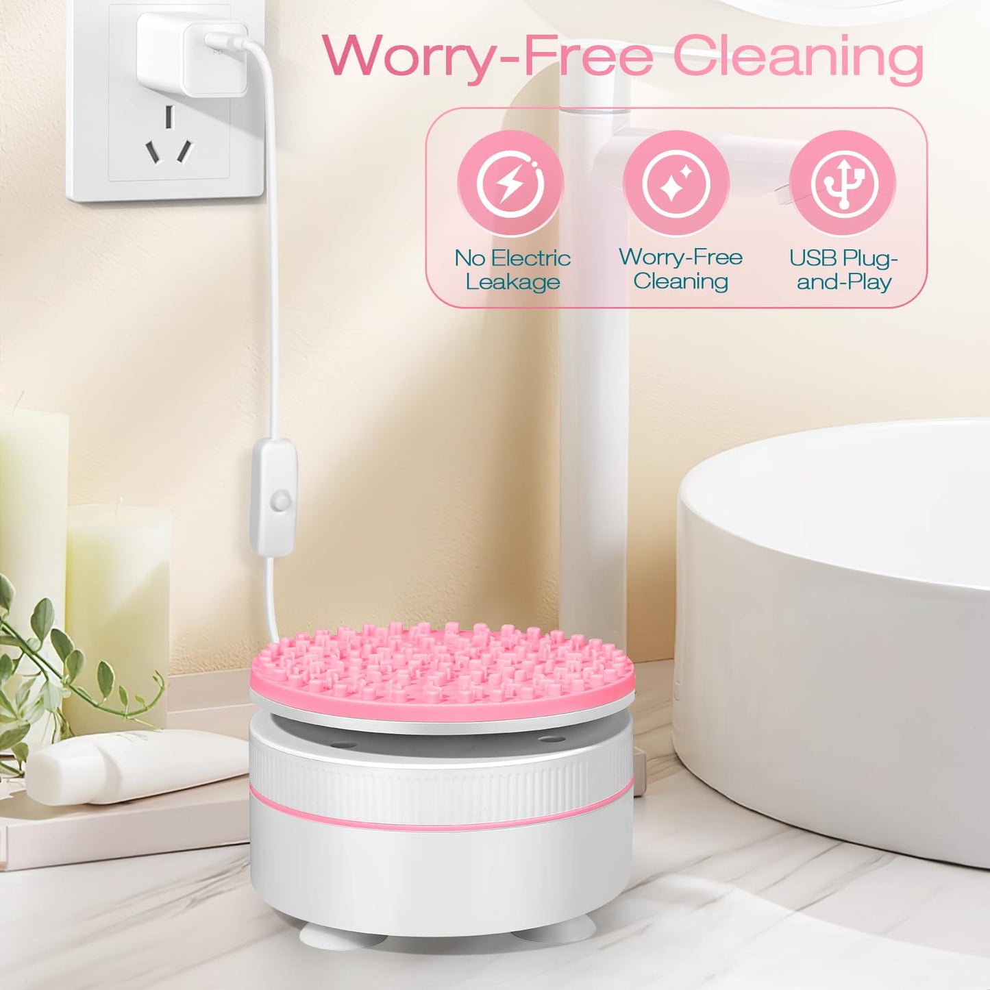 Norate Makeup Brush Cleaner, IPX7 Waterproof Electric Makeup Brush Cleaner Machine, Deep Cleaning Makeup Brushes, Stocking Stuffers Christmas Gifts for Women Mom Teen Girls