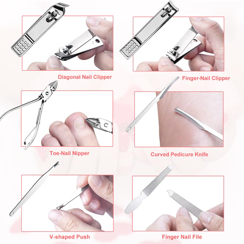Cute Manicure Set for Women,Nail Clipper Grooming Kit for Teen Girls, Girlfriend, Wife, Mom,Small Gift Idea for Christmas Stocking Stuffers or Birthday Gift