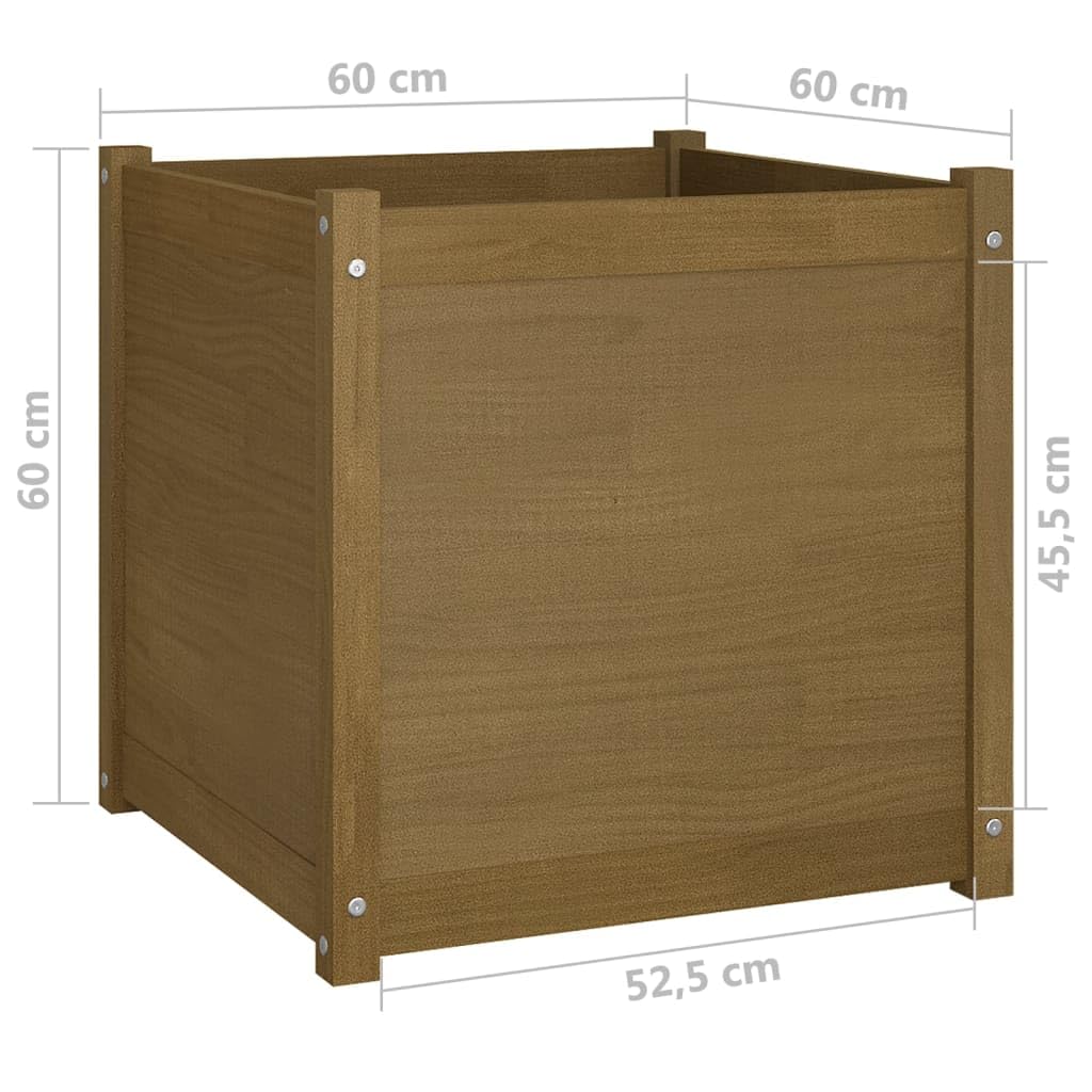 VIHHQGC Honey Brown Solid Pine Wood Large Durable Garden Planter, Rustic Outdoor Planter Box for Flowers Vegetables Herbs, Sturdy Assembled for Patio Balcony Garden Decor, 1 Piece