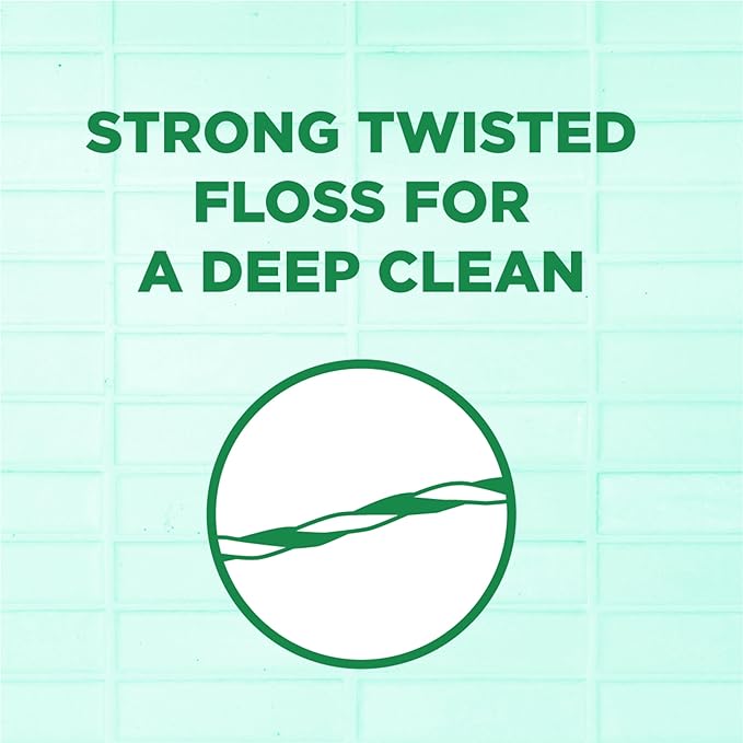 GUM Twisted Mint Floss Picks - Twisted Threads, Shred-Resistant Floss, Easy Grip Handle, 90 Count(Pack of 6)