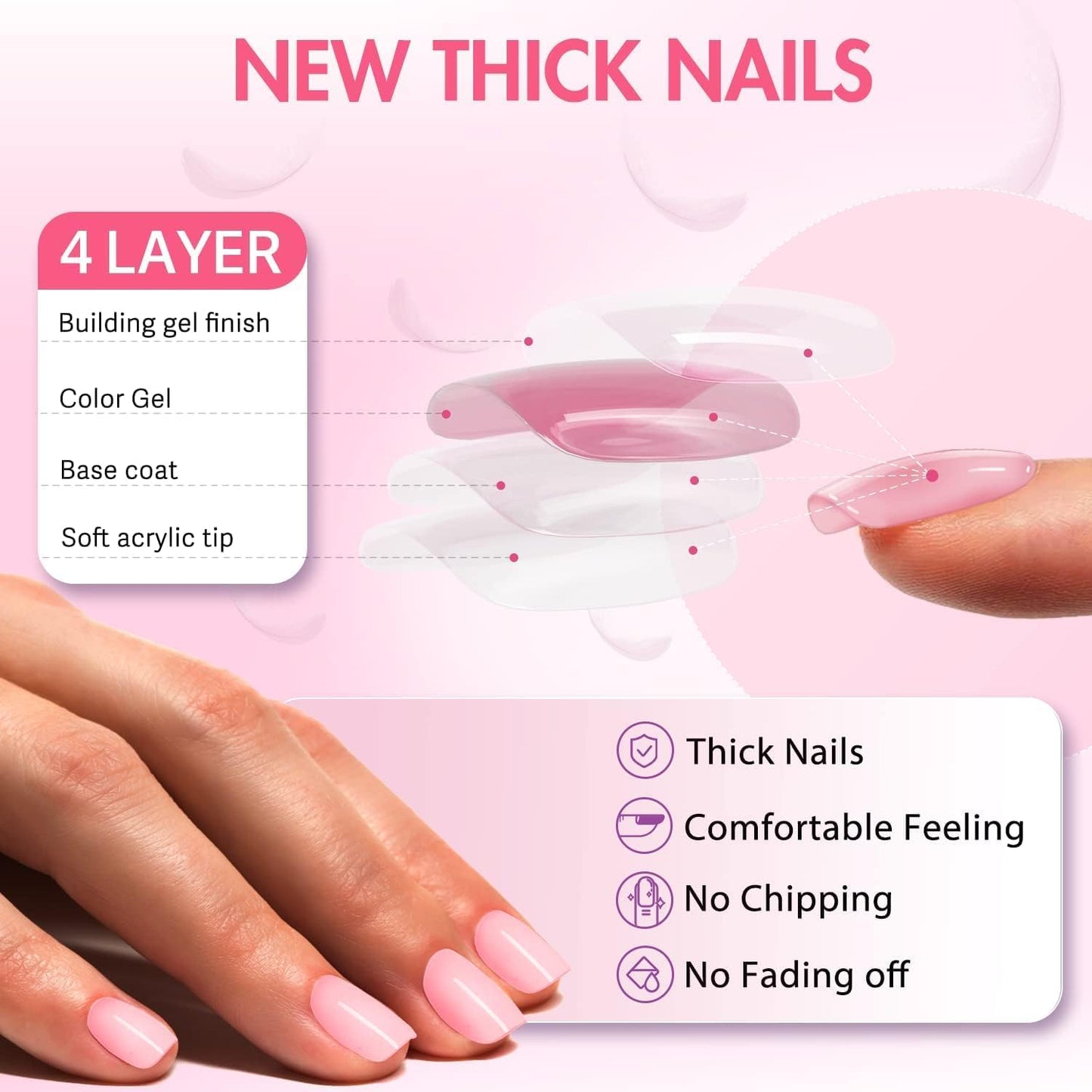 Yellow Press On Nails Short Square, KXAMELIE Natural Gel Nails Glue on Acrylic Nails Press ons Featured Protective Coat Thick Reusable Fake Nails Solid Color 24 Short Coffin Artificial Nails
