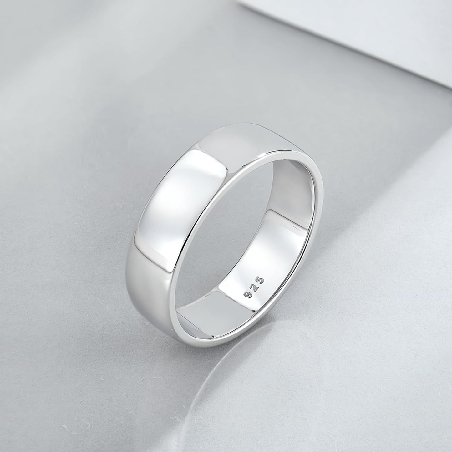 STARCHENIE Solid 925 Sterling Silver 6mm Wedding Band Ring, Comfort Fit High Polish, for Men and Women (Size 10)
