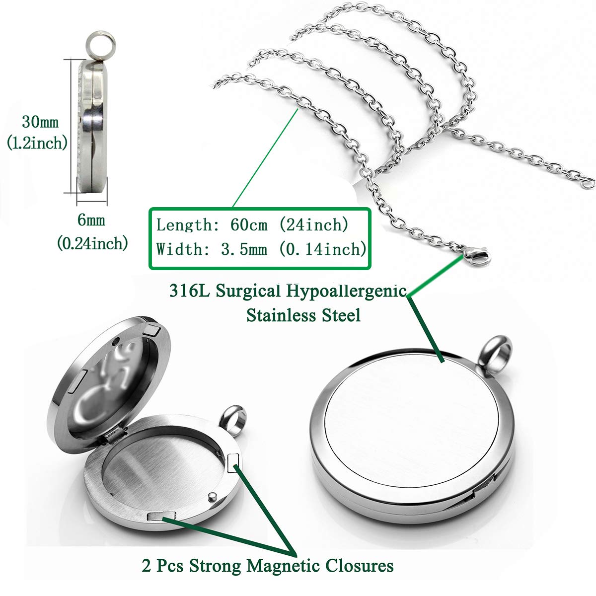 Popeoiuh Essential Oil Diffuser Necklace, Hypoallergenic Stainless Steel Aromatherapy American Football Locket Pendant Jewelry Sets Birthday Christmas Mother's Day Gift for Women Men Teen