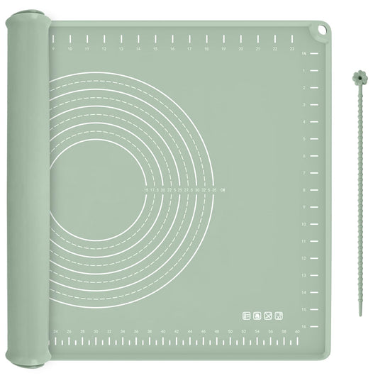Silicone Baking Mat 28" x 20", Extra Thick Dough Rolling Mat with Measurements and Edge Heightening, Non-stick Food Grade Silicone Pastry Mat for for Pastry, Bread, Cookies, Pizza, Fondant, Pasta
