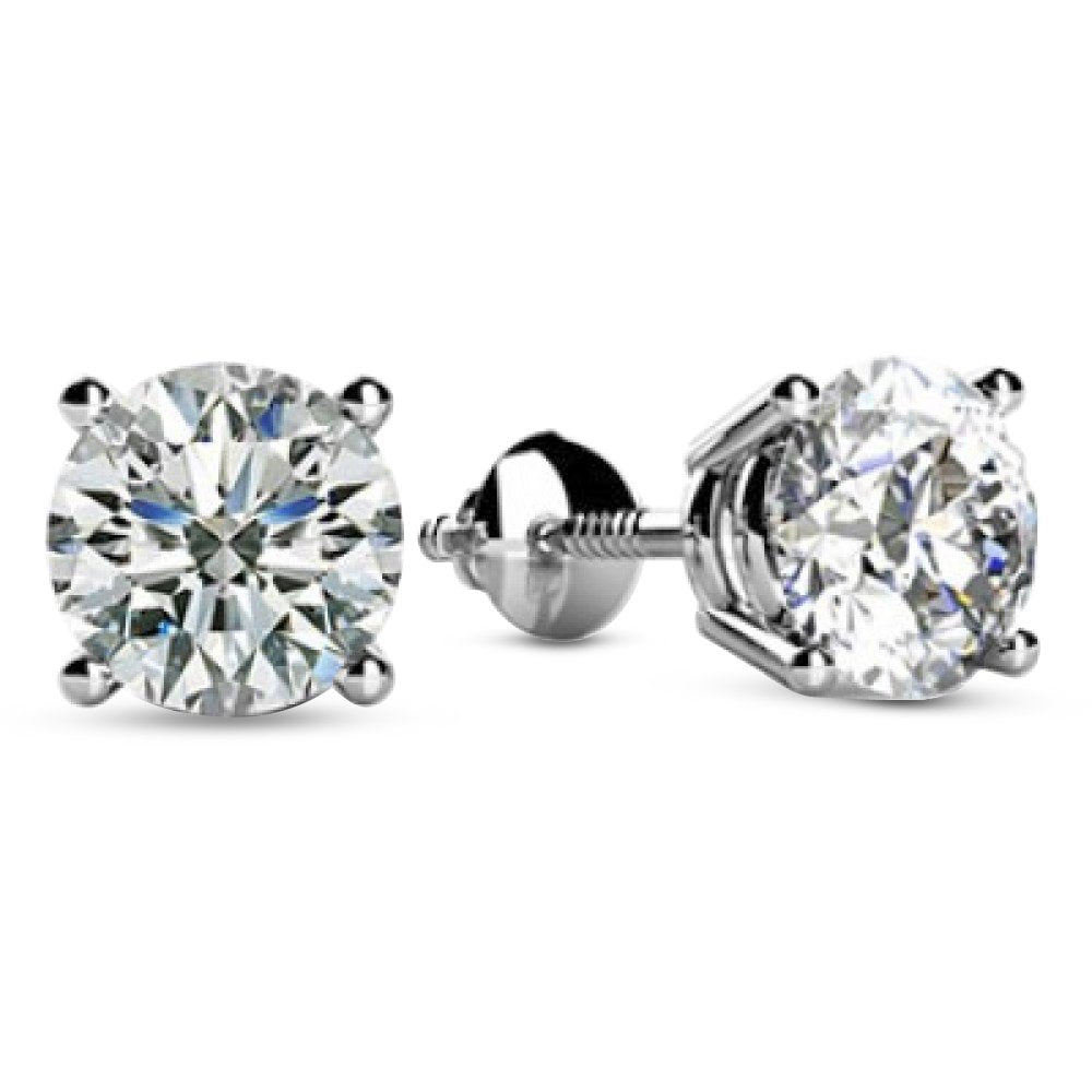 1 Carat 18K White Gold IGI Certified LAB GROWN Round Cut Diamond Stud Earrings for Women 4 Prong Screw Back for her MADE IN USA (E-F Color, VS1-VS2 Clarity)