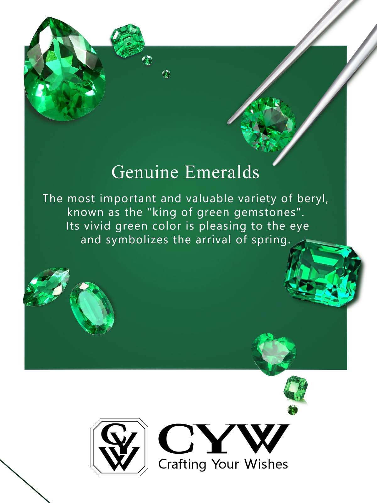 CYW 1 Carat Green Emerald Small Heart Necklace for Women 925 Sterling Silver Solitaire Pendant Necklace