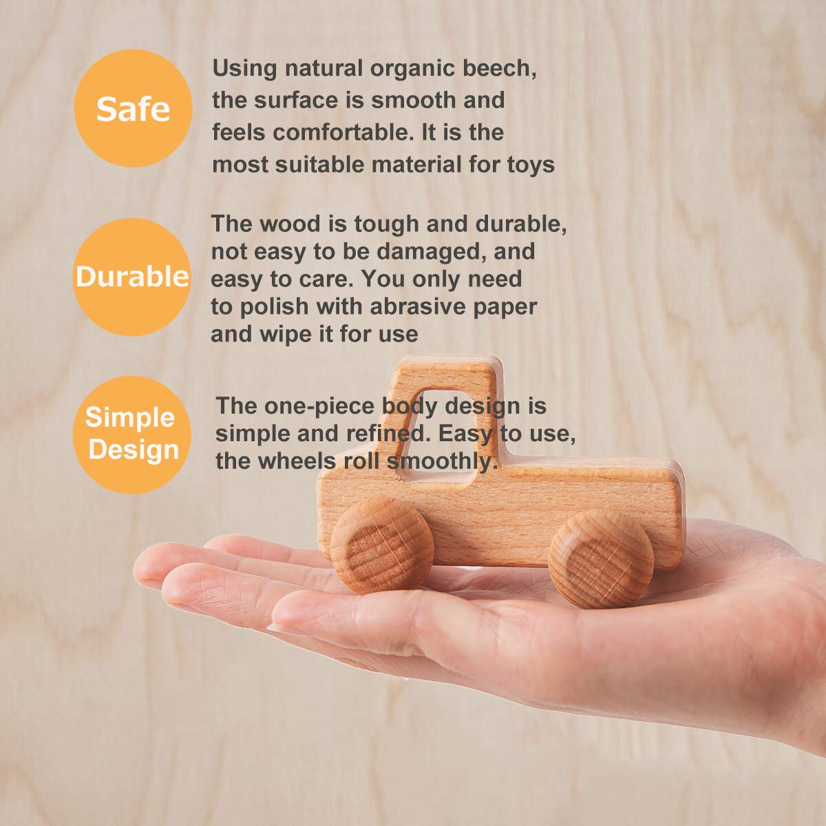 2PC Truck Shape Wooden Rattles Baby Teether Toys Montessori Inspired Teething Push Toys Perfect Shower Gift for Baby