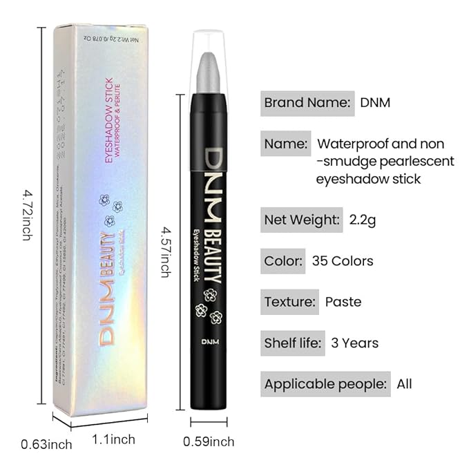 evpct Pearl Black Shimmer Cream Eye Shadow Brightener Sticks Set for Eyes, Black Shimmery Matte Pencil Eye shadow Applicator Stick Pen Palette Makeup Waterproof sombras en crema para ojos 03#