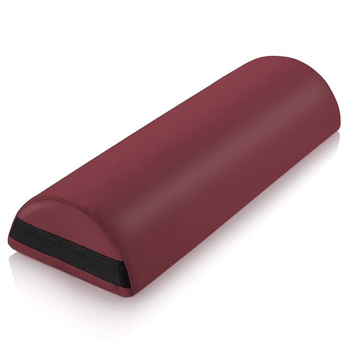 Saloniture Jumbo Half Round Massage Table Bolster Pillow Pad - 26 x 9 x 4.5 Inch - Burgundy