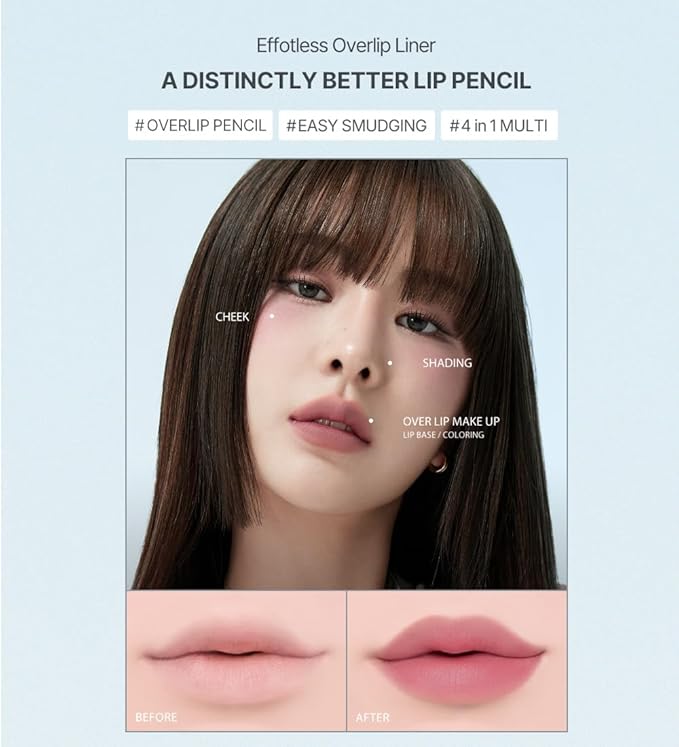 Heart Percent Dote On Mood Lip Liner Pencil, Long-Lasting Creamy Lip Crayon Smooth Lipliner Retractable Lipstick Overlip Line Color 0.8g, #11. Soft Glow