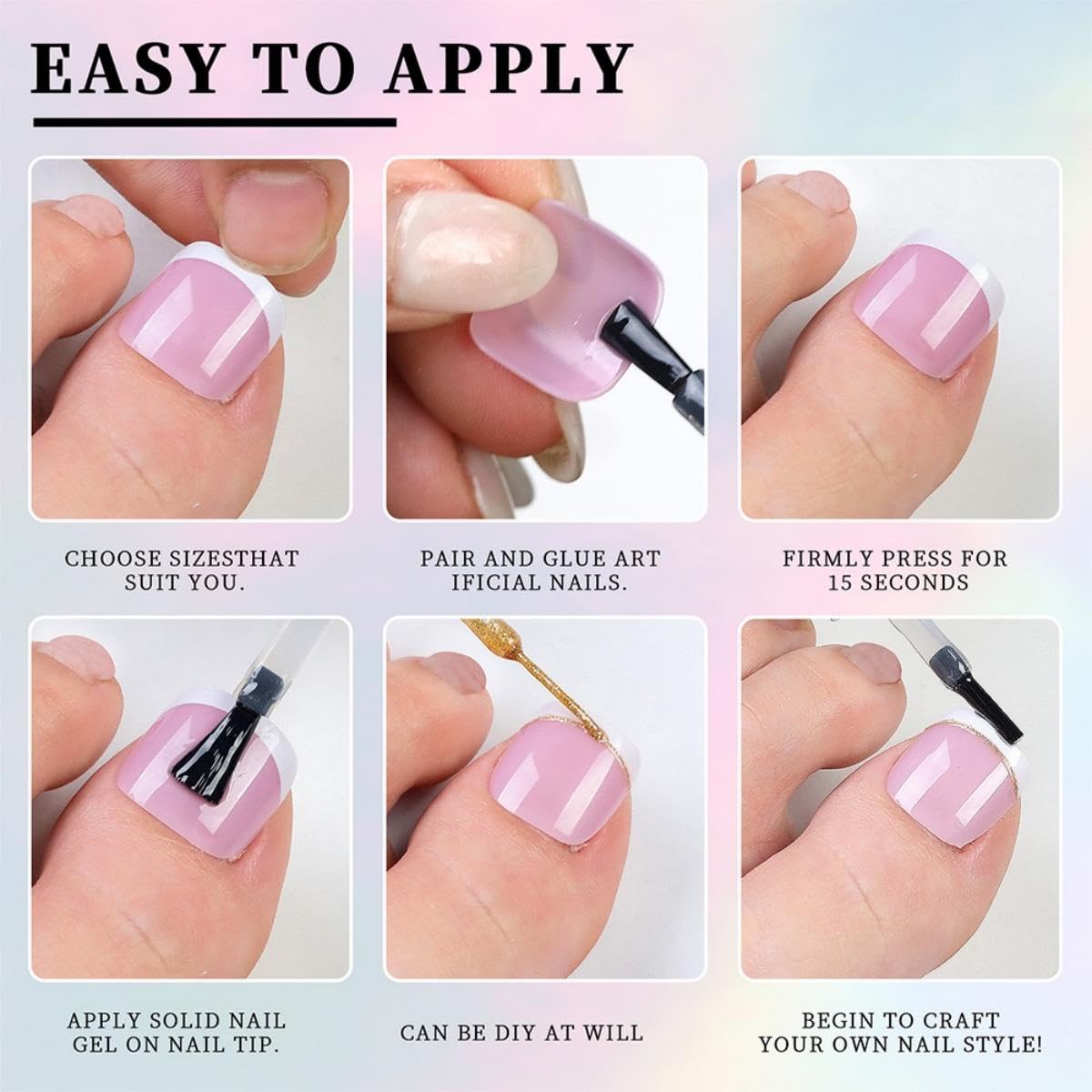 120Pcs Toe Nail Tips - Maigitur Short Gradient Toenail Press Ons,Brown White Ombre Soft Gel Toe Nail Tips, Soak Off Press On Toenails Square Fake Toes for Women Girls Manicure No Glue Stickers 05…