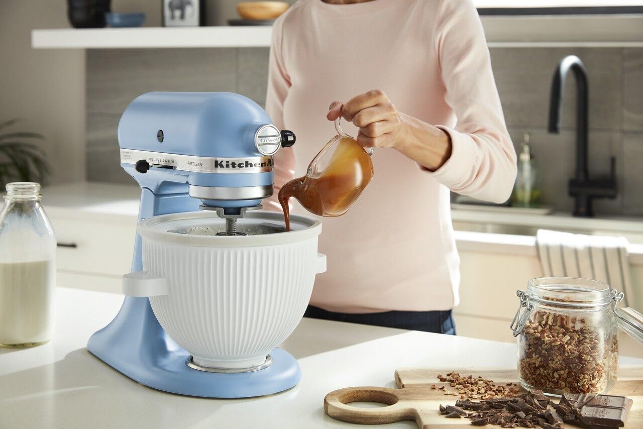 KitchenAid Ice Cream Maker Attachment for Stand Mixer, 2 Quart, KSMICM, White