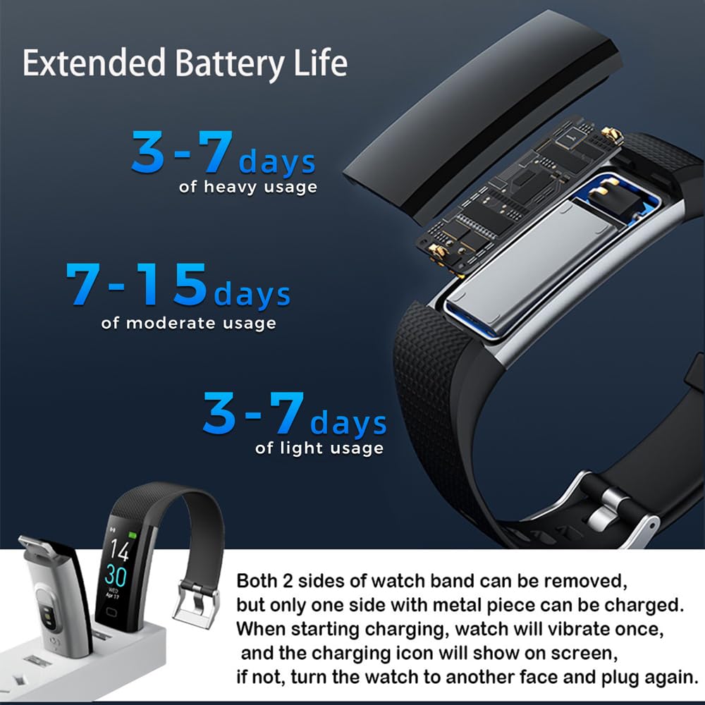 epekops Fitness Tracker with Heart Rate Monitor/Step Counter/Calories, Activity Tracker Smart Watch Sleep Monitor, IP68, Health Tracker Pedometer for Man Women