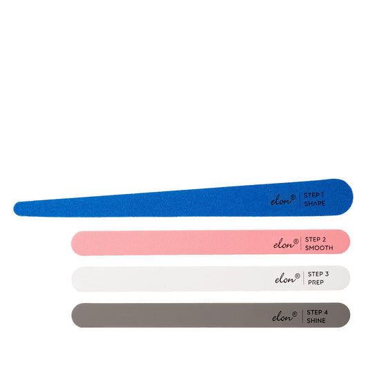 Elon Professional Nail File Set – 4 Step Fingernail Files and Buffers for Manicure - File System (4 Double-Sided) – Dermatologist Recommended – Rebuild & Restore