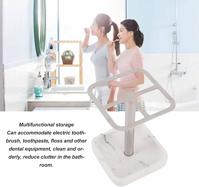 Mumusuki Stainless Steel Toothbrush Holder, Space Saving Toothpaste Organizer with Multifunctional Storage for Bathroom (Silver)