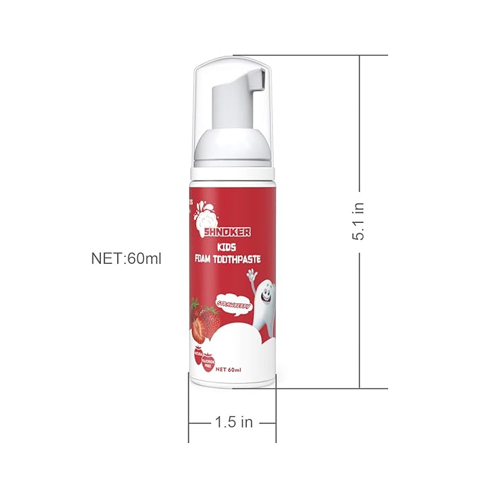 Kids Foam Toothpaste with Strawberry Flavor, Fluoride Free Natural Formula, Foam Toothpaste for Electric Toothbrush(60ml)(2 Pack)