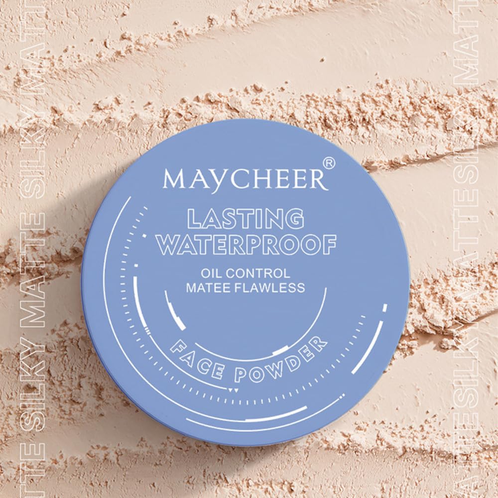 LAMUSELAND Pressed Powder Compact, Oil Control Brighten Skin Color Face Powder, Whitening Highlighting Face Makeup Tools for Women Girls (JG03)