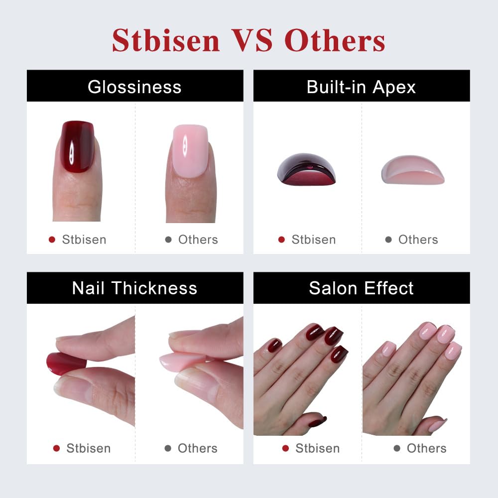 Stbisen Ivory Press On Nails Short Square, Glossy Acrylic Off White Fake Nails, Thick Reusable Glue On Nails, Perfect for Daily Wear, Offering a Refined Touch, 15 Sizes - 30Pcs