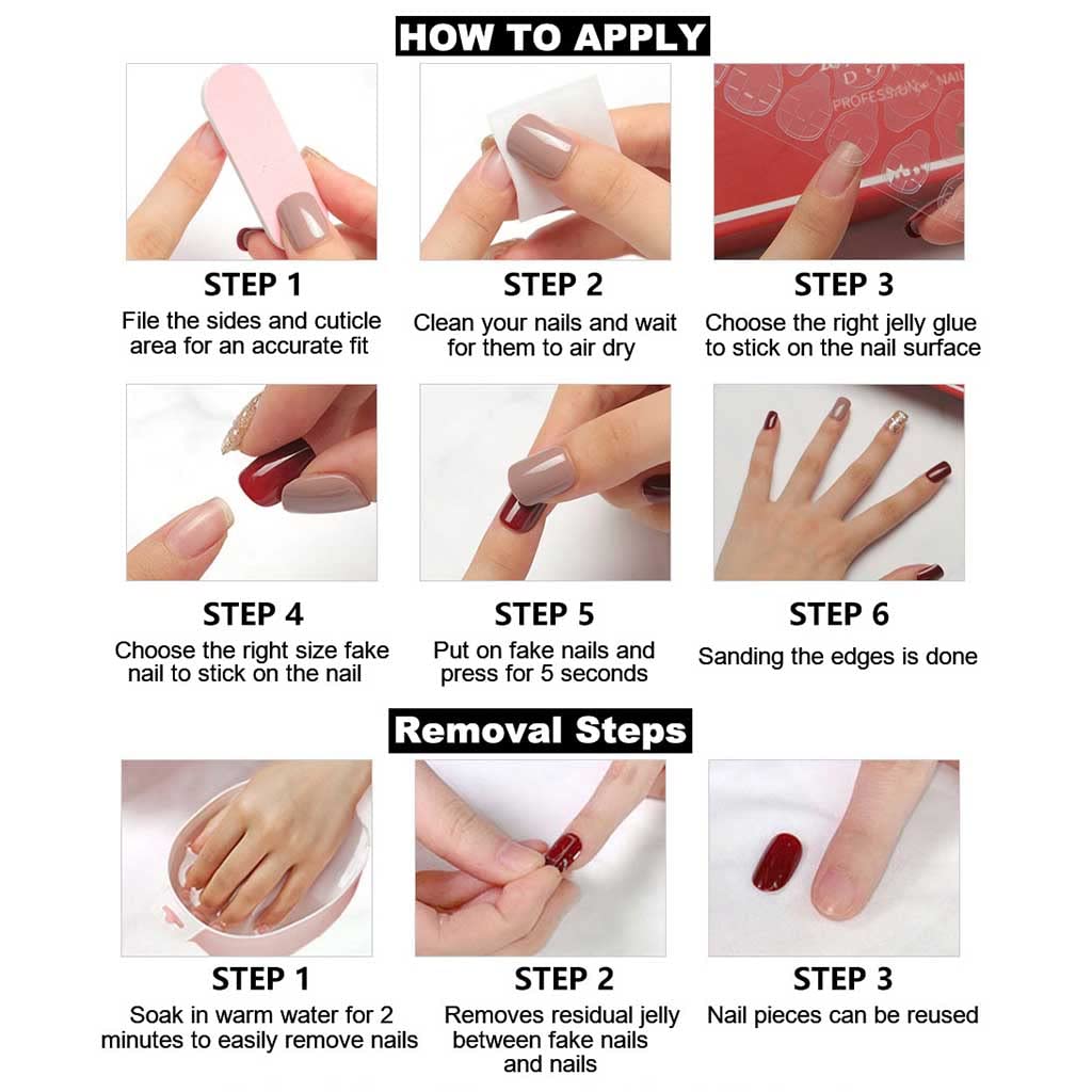 RikView Square Press on Nails Medium Acrylic Nails Blue Nails Glossy Nails for Women 24 PCS