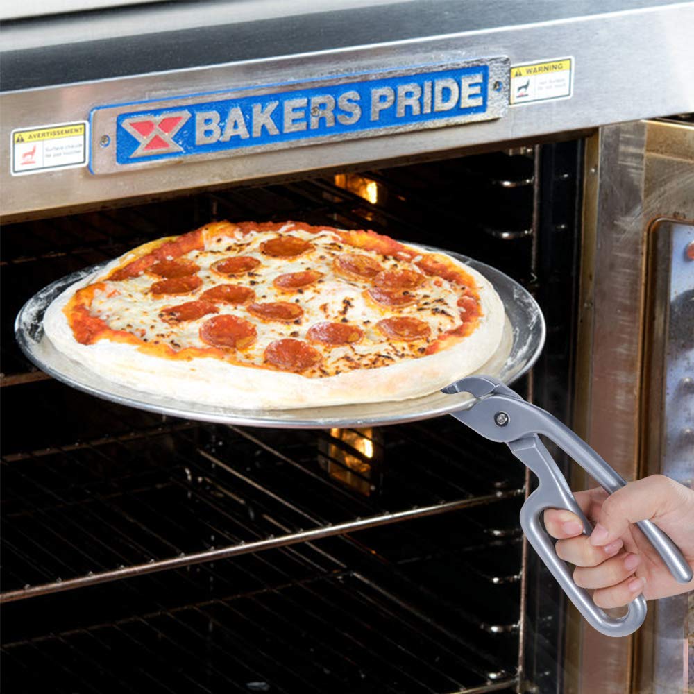 SHANGPEIXUAN Pizza Pan Gripper for Deep Pizza Pans,Heavy Duty Cast Aluminum Pan Tongs,Great for Pulling Hot Pizza Pan out of the Microwave,Oven … …