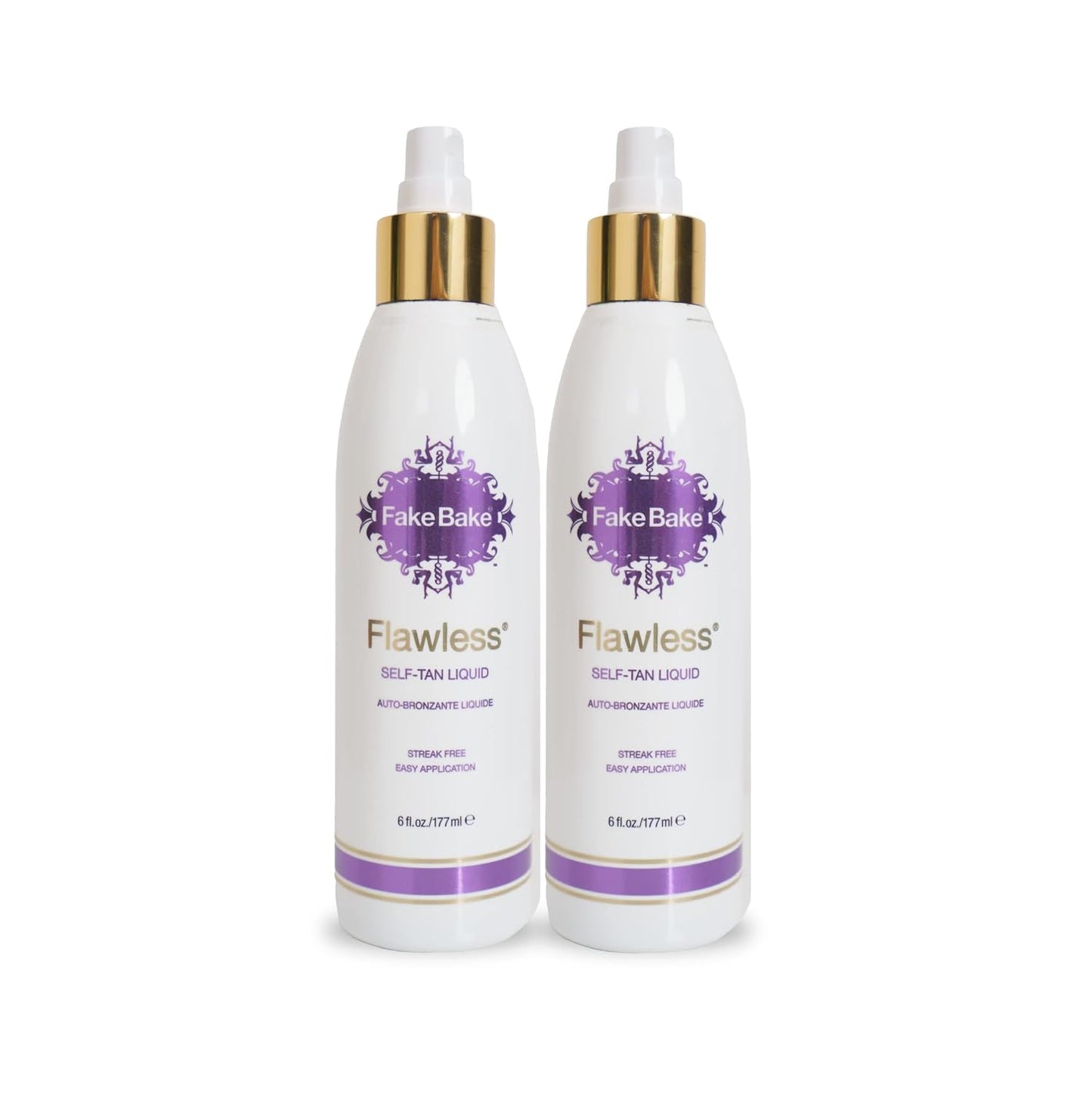 Fake Bake Flawless Self-Tanning Liquid Streak-Free, Long-Lasting Natural Glow For All Skin Tones - Sunless Tanner with Professional Mitt For Easy Application, Black Coconut Scent - 6 oz (Pack of 2)