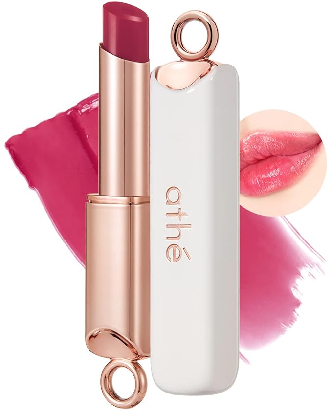 ATHÉ Authentic Lip Balm 12 ALLURING (Tinted), Lightweight Wear & Plumping Lips without Stickiness, Moisturizing & Nourishing Plant-Based Vegan Chapstick for Dry, Petrolatum Free, Cruelty-Free