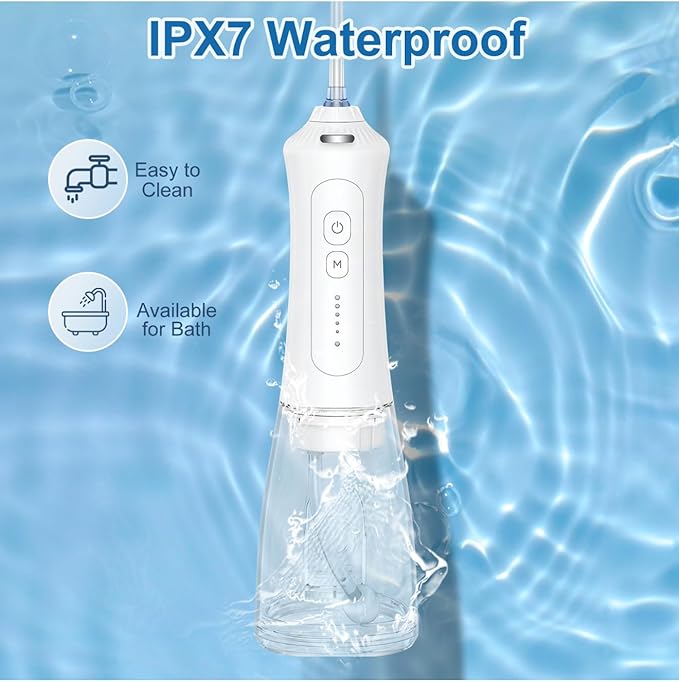 Cordless Water Dental Flosser for Teeth – Portable Rechargeable Oral Irrigator 300ML with 5 Jet Tips, IPX7 Waterproof, Travel Case, Gum Care, Home & Travel Use