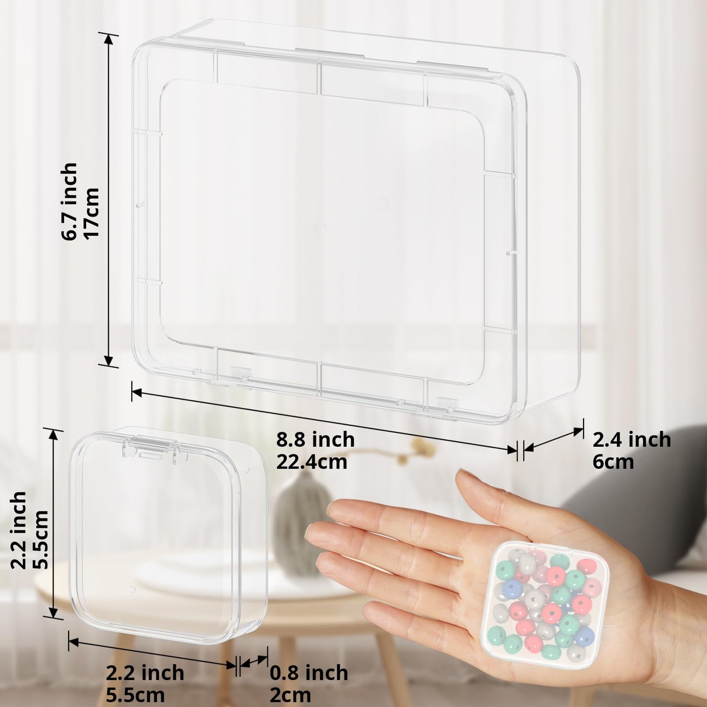 Mathtoxyz Bead Organizer Box, 62Pcs Small Organizers and Storage Plastic Cases, Mini Clear Storage Containers With Hinged Lid, Rectangle for Bracelet Making, DIY Jewelry Craft, Nail