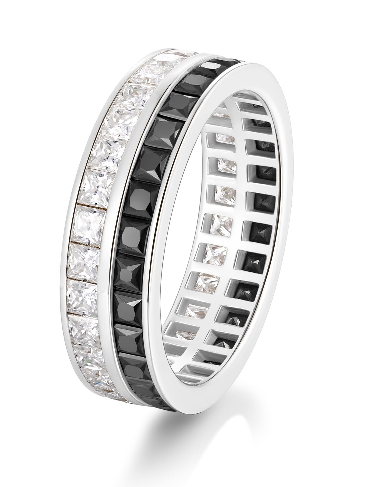 Frbod Black Moissanite Engagement Ring Bezel Diamond Eternity Rings Love Wedding Gift for Women Wife Size 11