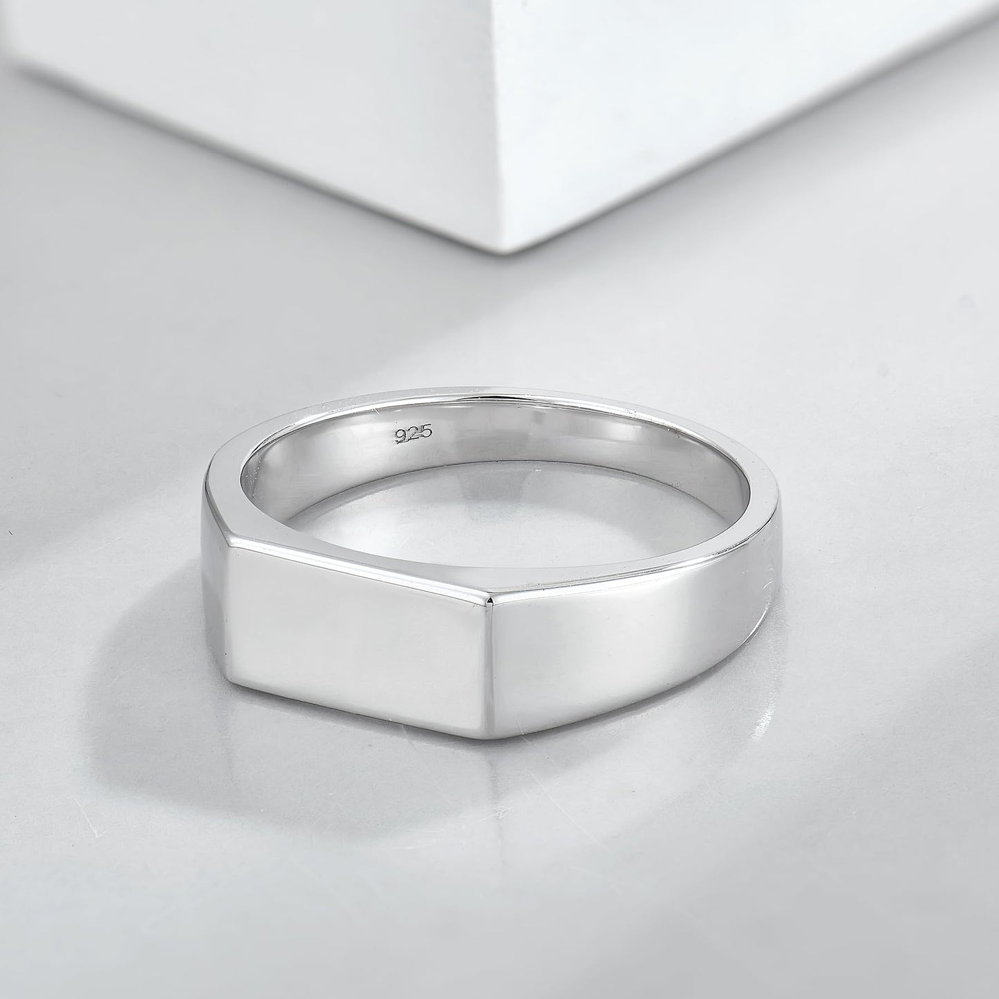 STARCHENIE Sterling Silver Signet Ring, 6mm Wedding Band, Unisex Pinky Thumb Ring Size 12